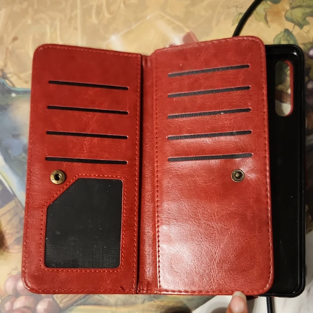 Red Leather Phone Wallet Case - Picture 4 of 4